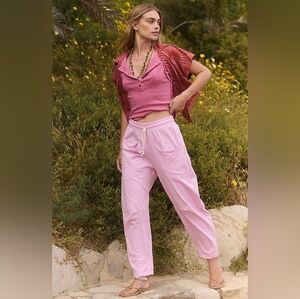 Free People Pink Drawstring Jogger Pants